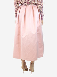 Rochas Pink pleated silk midi skirt - size UK 12