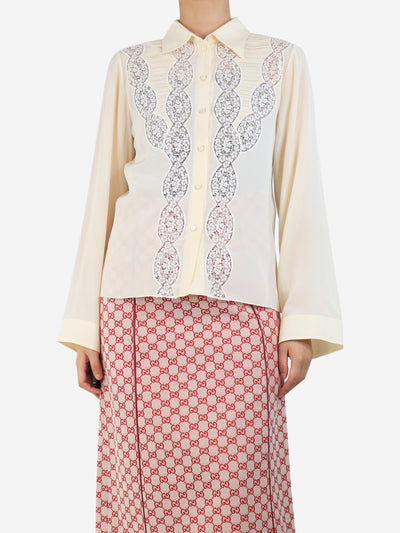 Cream silk crepe lace blouse - size UK 10 Tops Chloe 