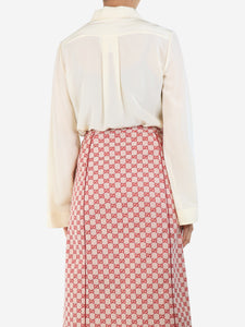 Chloe Cream silk crepe lace blouse - size UK 10