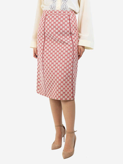 Pink and red GG monogram midi skirt - size UK 12 Skirts Gucci 