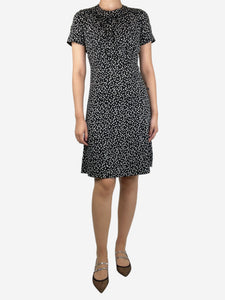 Louis Vuitton Black short-sleeved printed midi dress - size UK 10