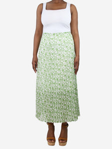 ME+EM Green and white pleated floral skirt - size UK 12