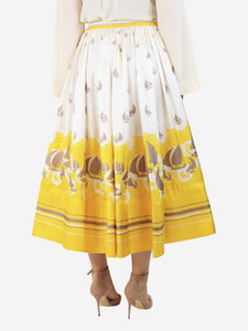 Zimmermann Yellow elasticated button-down midi skirt - size UK 10