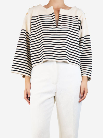 Cream and black Breton striped jumper - size S Knitwear Celine 