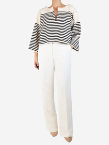 Casablanca Ivory towelled trousers - size UK 10