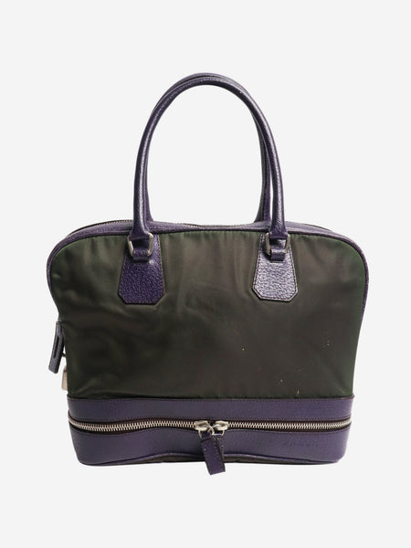 Green and purple Tessuto nylon top handle bag product image
