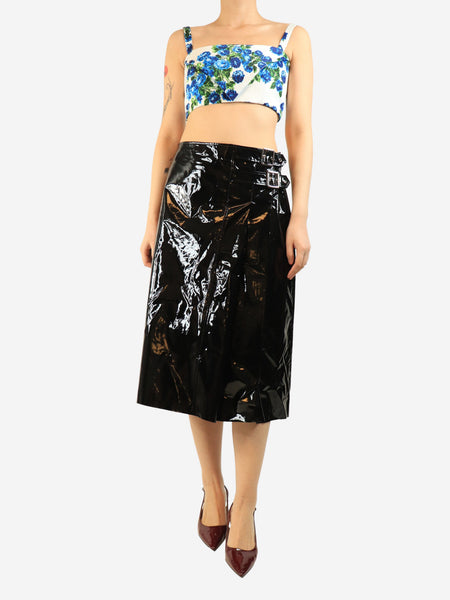 Black pvc buckle midi skirt - size UK 12 alternate image