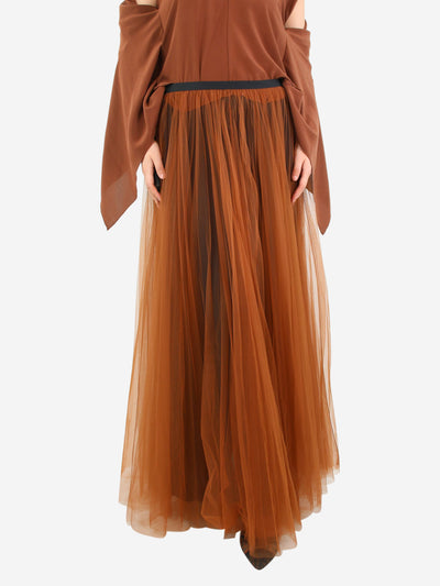 Brown silk pleated tulle midi skirt - size UK 8 Skirts Marni 