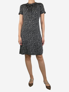 Louis Vuitton Black short-sleeved printed midi dress - size UK 10