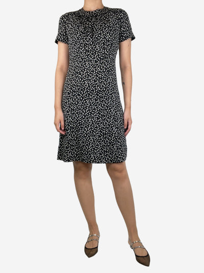 Black short-sleeved printed midi dress - size UK 10 Dresses Louis Vuitton 