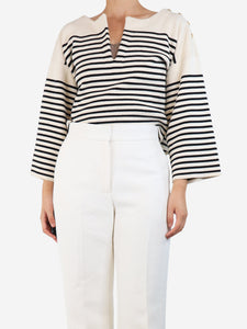 Celine Cream and black Breton striped jumper - size S