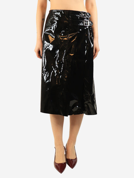 Black pvc buckle midi skirt - size UK 12 product image