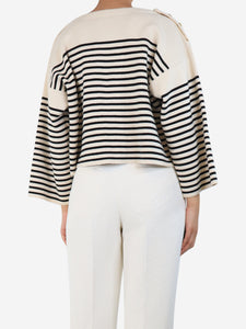Celine Cream and black Breton striped jumper - size S