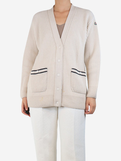 Cream ribbed pocket cardigan - size S Knitwear Moncler 