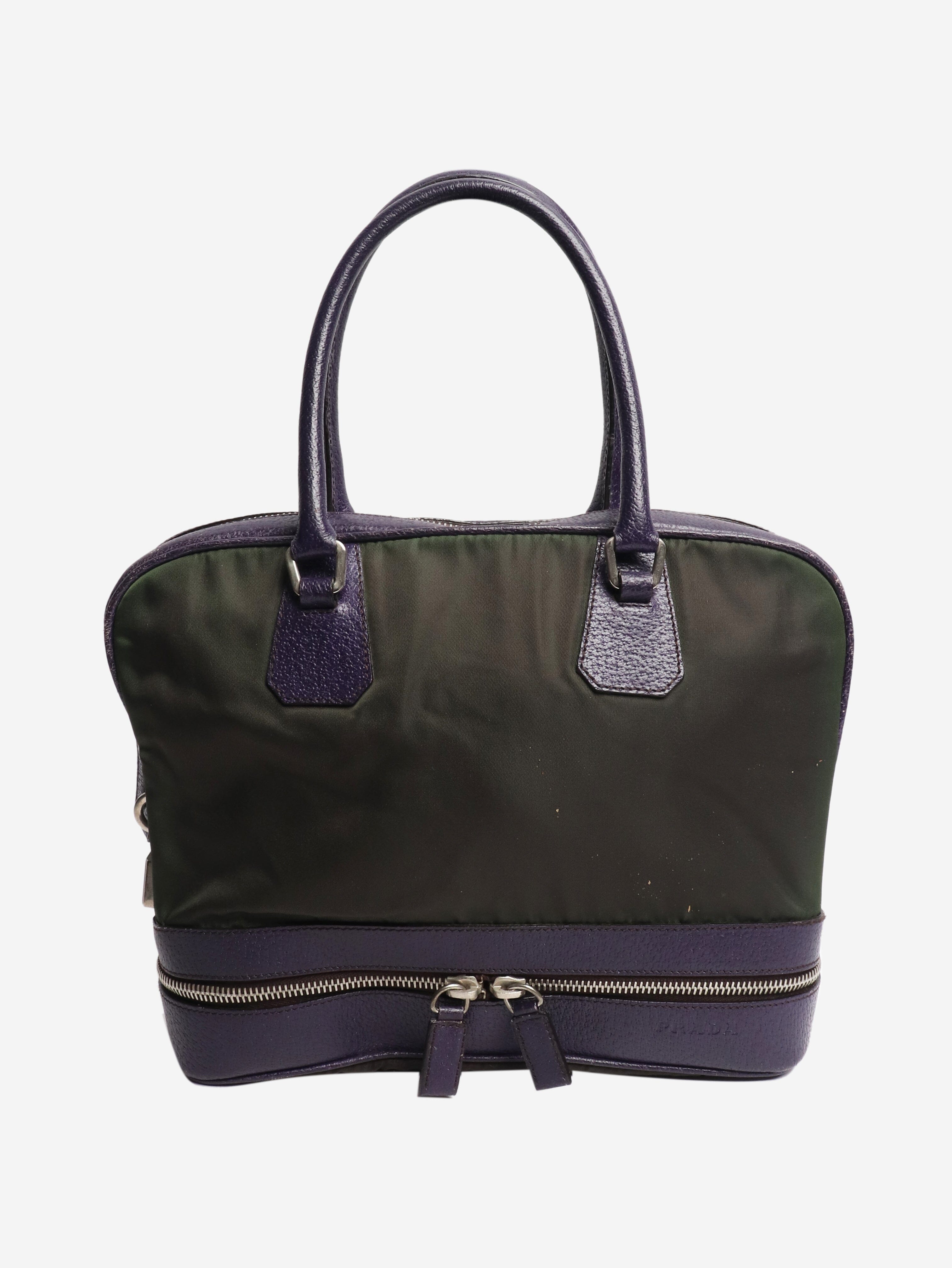 Green and purple Tessuto nylon top handle bag Shoulder bags Prada 