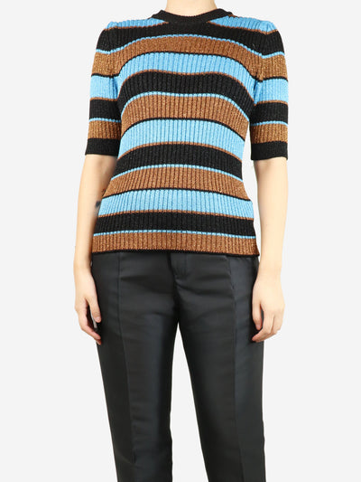 Multicolour Lurex striped knit top - size M Knitwear Ganni 