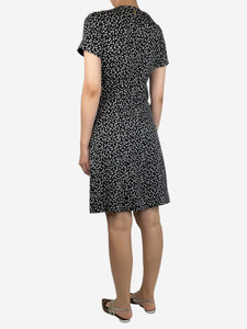 Louis Vuitton Black short-sleeved printed midi dress - size UK 10