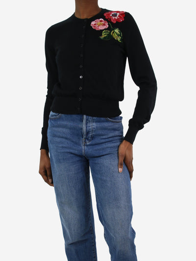 Black floral sequin embellished cardigan - size IT 42 Knitwear Dolce & Gabbana 