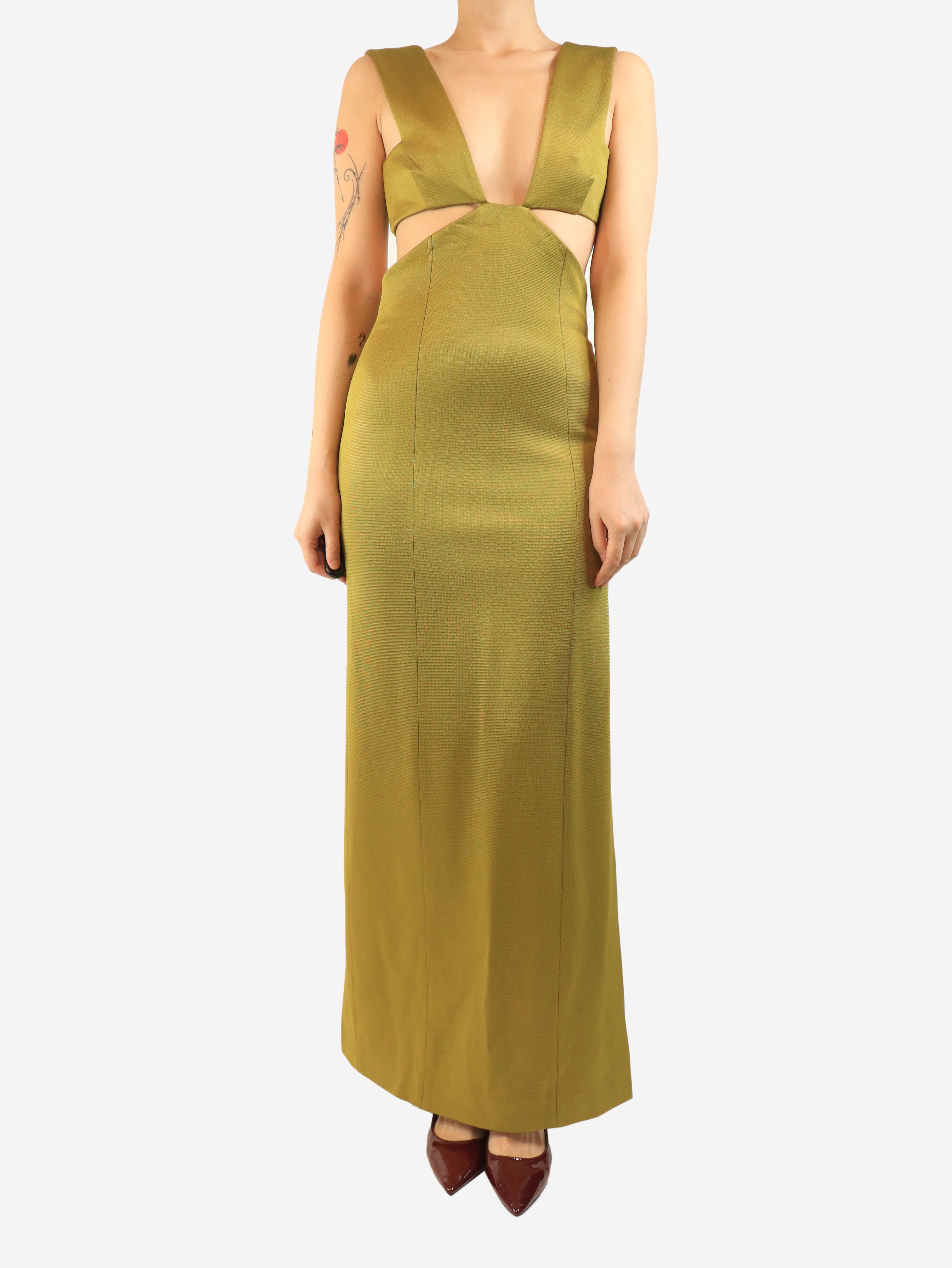 Green cut-out detail maxi dress - size UK 8 Dresses Galvan London 