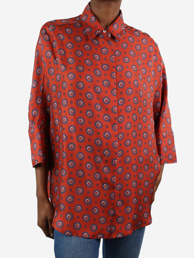 Red floral-printed silk shirt - size IT 38 Tops Alberto Biani 