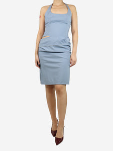 Jacquemus Blue halter neck side cutout midi dress - size UK 10