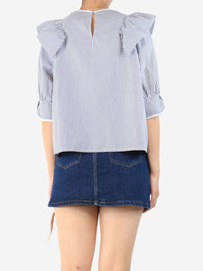 Atlantique Ascoli Blue and white striped blouse - size UK 10