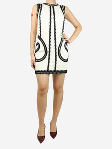 Dolce & Gabbana Ivory sleeveless embroidered mini dress - size UK 10