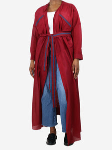 Albus Lumen Red belted silk-blend robe - size UK 12