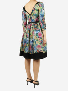 Louis Vuitton Multicolour wool-blend floral midi dress  - size UK 10