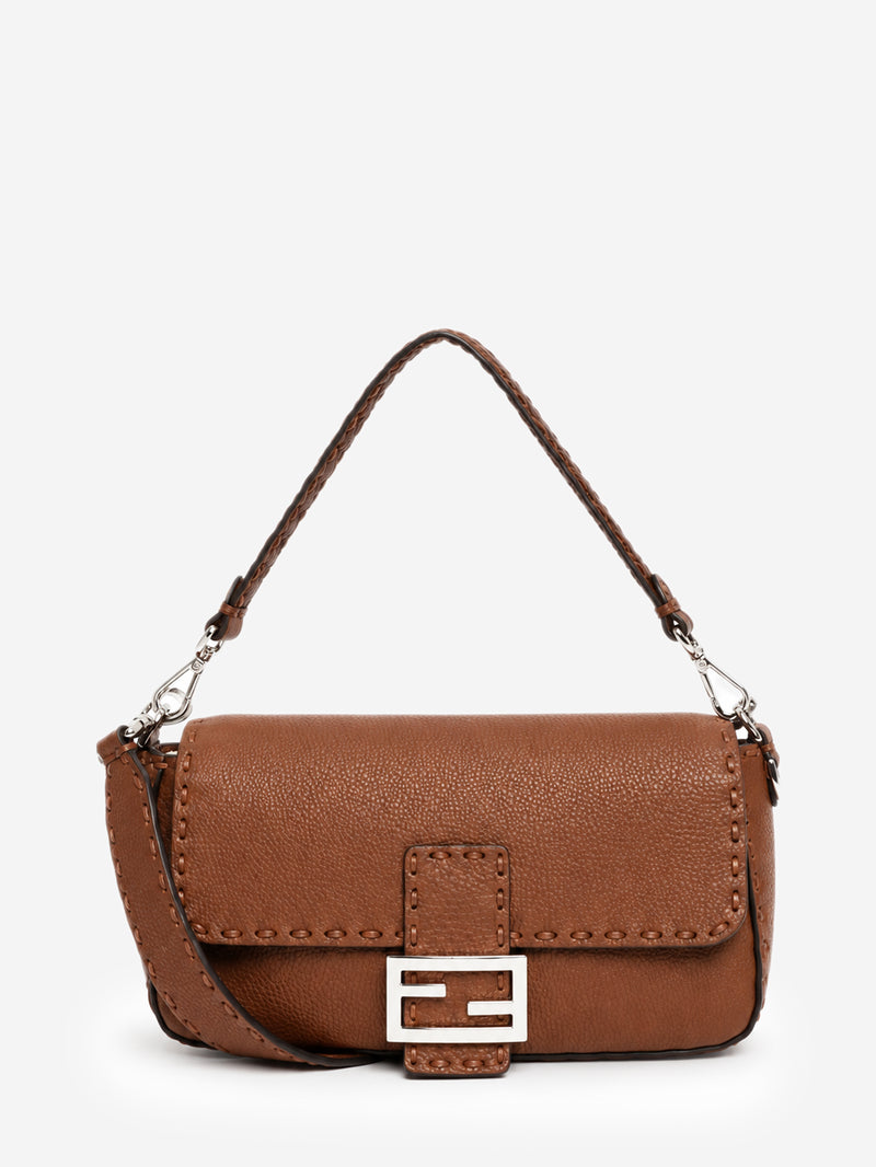 Fendi brown Cuoio Romano leather Selleria Baguette bag