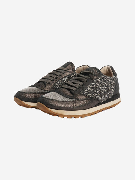 Dark grey sparkly tweed trainers - size EU 38 alternate image