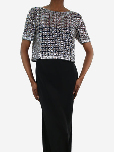 Blue sequin and bead embellished top - size UK 12 Tops Temperley 