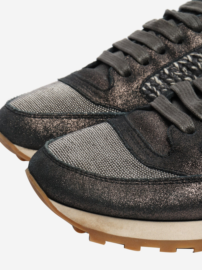 Dark grey sparkly tweed trainers - size EU 38 Trainers Brunello Cucinelli 