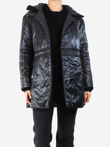 Chanel Black hooded puffer jacket - size UK 8