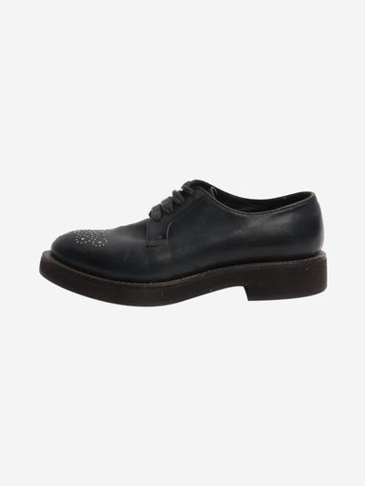 Black bejewelled leather lace-up shoes - size EU 38 Flat Shoes Brunello Cucinelli 