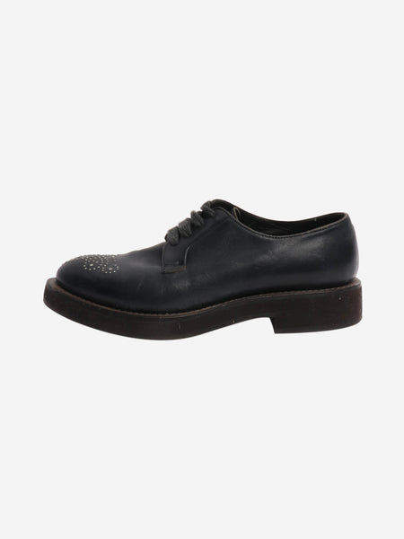 Black bejewelled leather lace-up shoes - size EU 38 product image