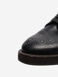 Black bejewelled leather lace-up shoes - size EU 38 Flat Shoes Brunello Cucinelli 
