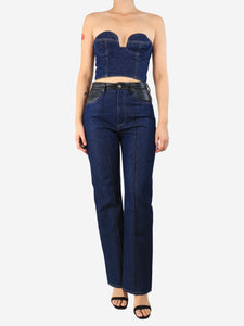 Goldsign Blue jeans with leather detail - size UK 8