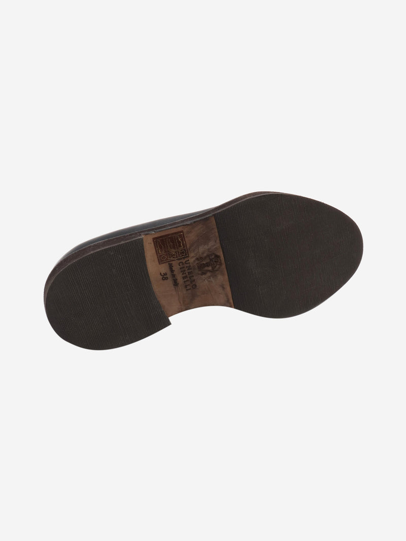Black bejewelled leather lace-up shoes - size EU 38 Flat Shoes Brunello Cucinelli 