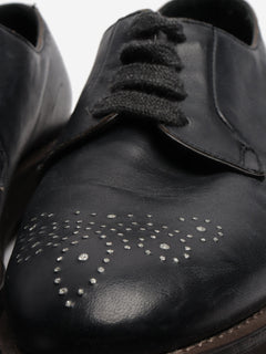 Black bejewelled leather lace-up shoes - size EU 38 Flat Shoes Brunello Cucinelli 