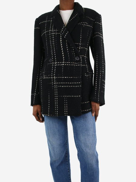 Black double-breasted wool-blend jacket - size XS product image