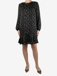 Theory Black sun-printed silk mini dress - size UK 12