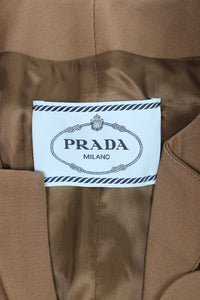 Prada Brown gathered dress coat - size UK 6