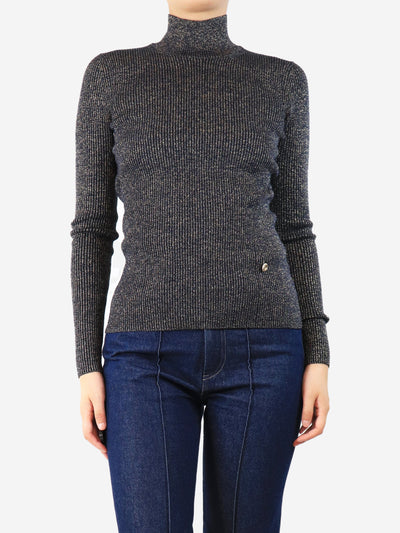 Navy blue ribbed lurex sweater - size UK 10 Knitwear Chanel 
