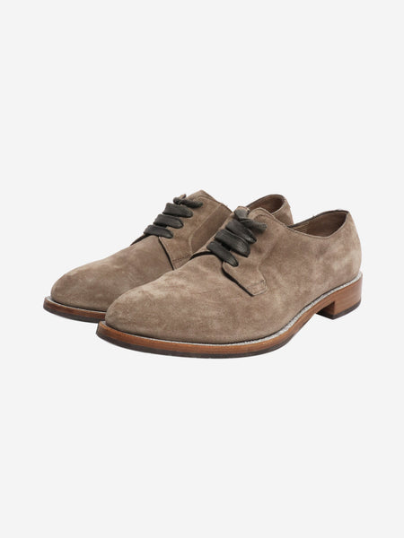 Taupe suede lace-up shoes - size EU 38 alternate image