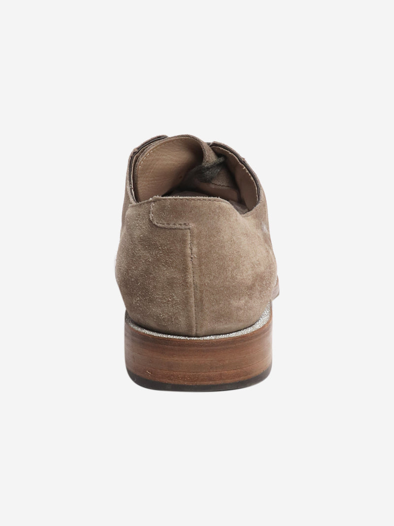 Taupe suede lace-up shoes - size EU 38 Flat Shoes Brunello Cucinelli 