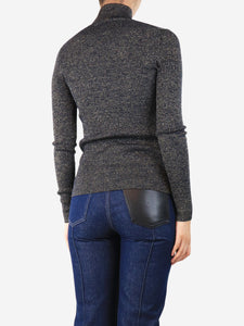 Chanel Navy blue ribbed lurex sweater - size UK 10