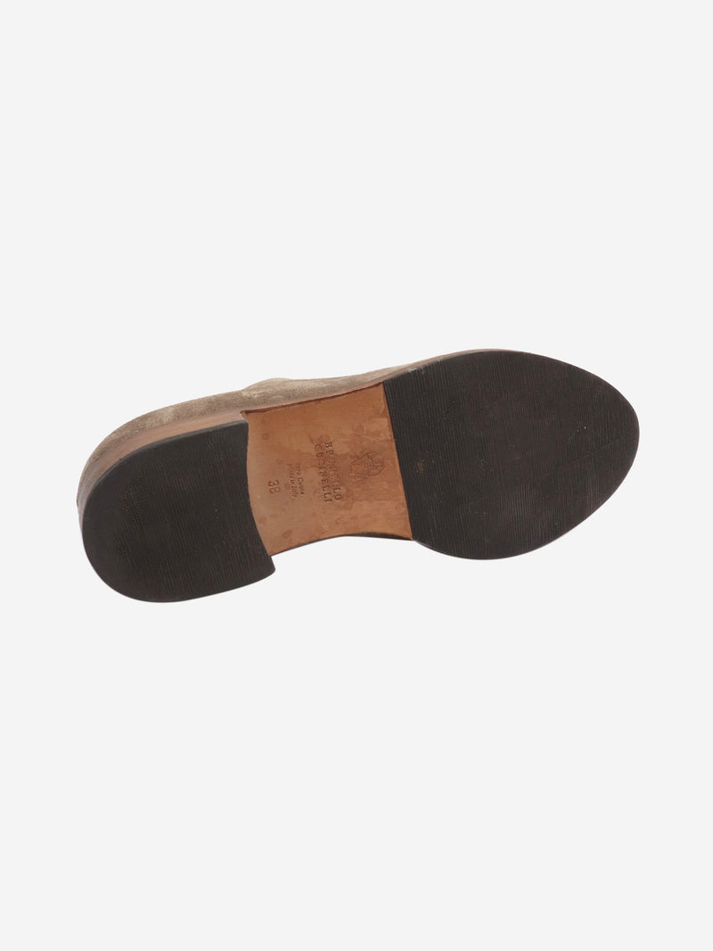 Taupe suede lace-up shoes - size EU 38 Flat Shoes Brunello Cucinelli 
