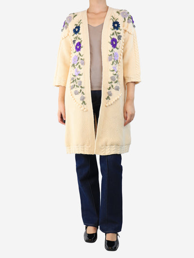 Cream embroidered longline cardigan - size S Knitwear Line Markvardsen 
