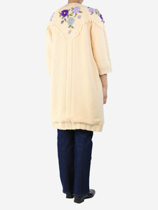 Line Markvardsen Cream embroidered longline cardigan - size S